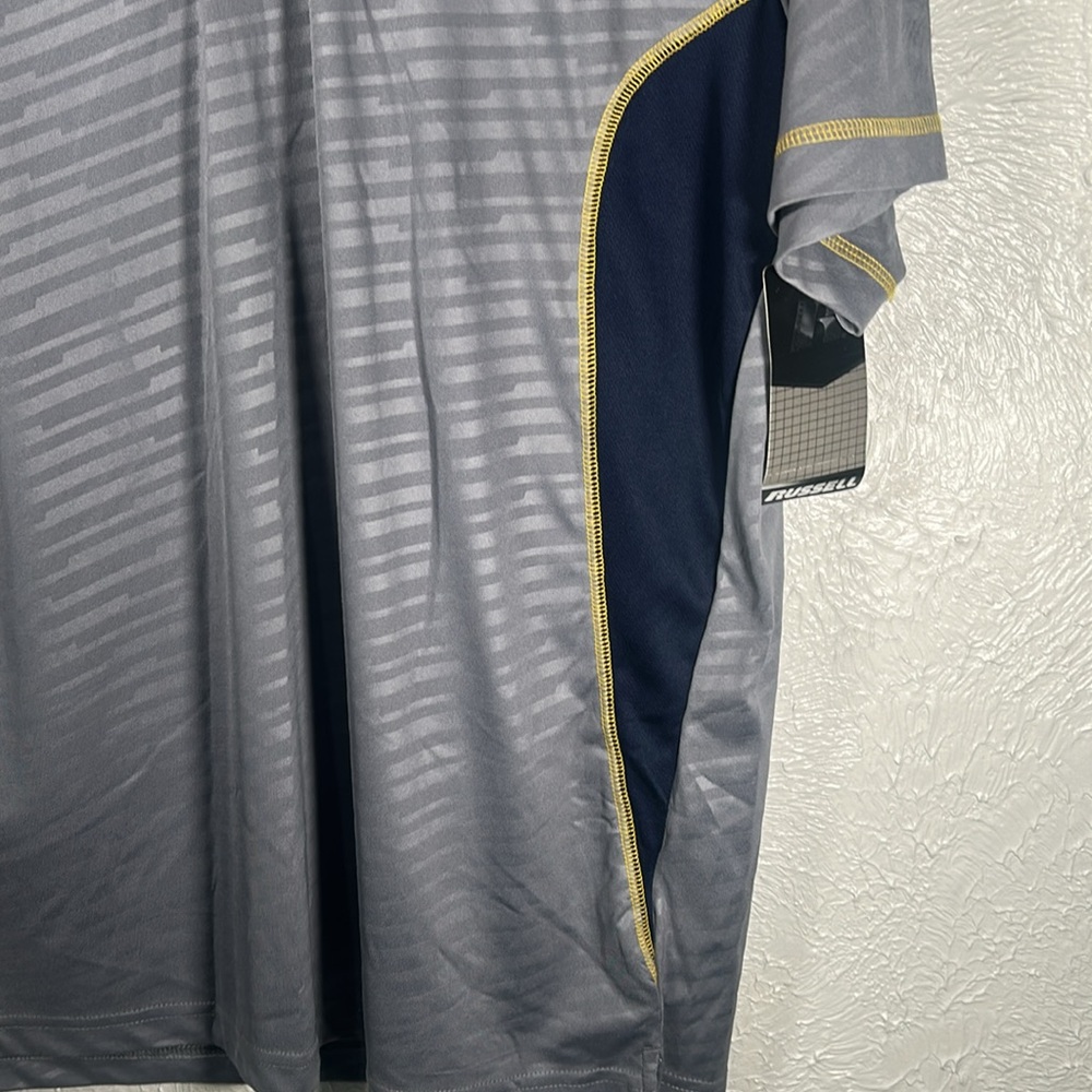 NWT Russell University of Michigan Athletic Gray and Navy Polo Shirt Large 42-44 - Picture 8 of 10